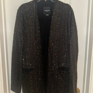 Black & Gold Textured Open-Front Jacket / Blazer (Used)